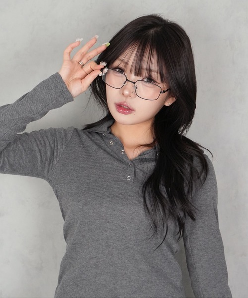 BARELY BLUE（ベアリーブルー）の「【 BARELY BLUE / ベアリーブルー 】 メタル スクエア フレーム ダイヤ デザイン メガネ / 伊達メガネ（メガネ・レディース・ゴールド/シルバー/ブラック・FREE）」の16枚目の写真