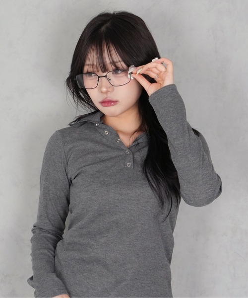 BARELY BLUE（ベアリーブルー）の「【 BARELY BLUE / ベアリーブルー 】 メタル スクエア フレーム ダイヤ デザイン メガネ / 伊達メガネ（メガネ・レディース・ゴールド/シルバー/ブラック・FREE）」の17枚目の写真