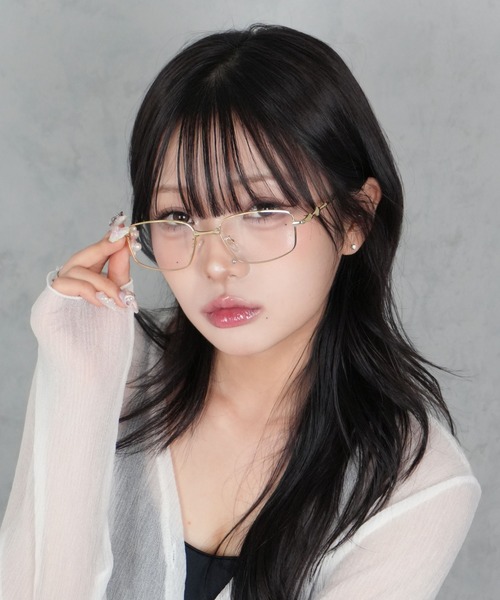 BARELY BLUE（ベアリーブルー）の「【 BARELY BLUE / ベアリーブルー 】 メタル スクエア フレーム ダイヤ デザイン メガネ / 伊達メガネ（メガネ・レディース・ゴールド/シルバー/ブラック・FREE）」の20枚目の写真