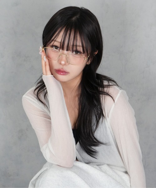 BARELY BLUE（ベアリーブルー）の「【 BARELY BLUE / ベアリーブルー 】 メタル スクエア フレーム ダイヤ デザイン メガネ / 伊達メガネ（メガネ・レディース・ゴールド/シルバー/ブラック・FREE）」の21枚目の写真