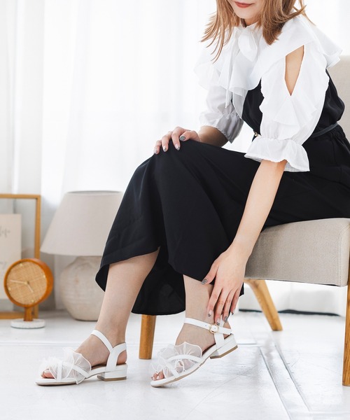 attagirl（アタガール）の「レースフリルサンダル（サンダル・レディース・ブラック/ホワイト/ベージュ/グレー・S/M/L/LL）」の19枚目の写真