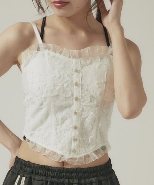 セール】Lace Frill bustier camisole / レースフリルビスチェ