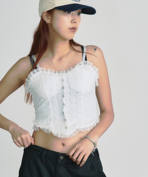 セール】Lace Frill bustier camisole / レースフリルビスチェ