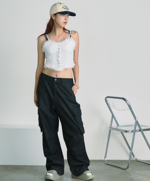 BLANK (ブランク)の「Lace Frill bustier camisole / レースフリルビスチェキャミソール(キャミソール・レディース・ブラック/ベージュ/ホワイト/ブラック系2/ホワイト系2・FREE)」の17枚目の写真