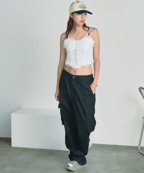 BLANK (ブランク)の「Lace Frill bustier camisole / レースフリルビスチェキャミソール(キャミソール・レディース・ブラック/ベージュ/ホワイト/ブラック系2/ホワイト系2・FREE)」の18枚目の写真