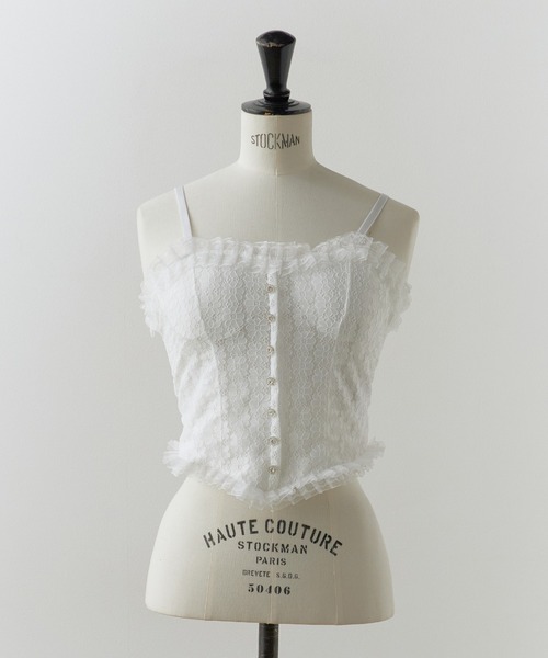 BLANK (ブランク)の「Lace Frill bustier camisole / レースフリルビスチェキャミソール(キャミソール・レディース・ブラック/ベージュ/ホワイト/ブラック系2/ホワイト系2・FREE)」の13枚目の写真