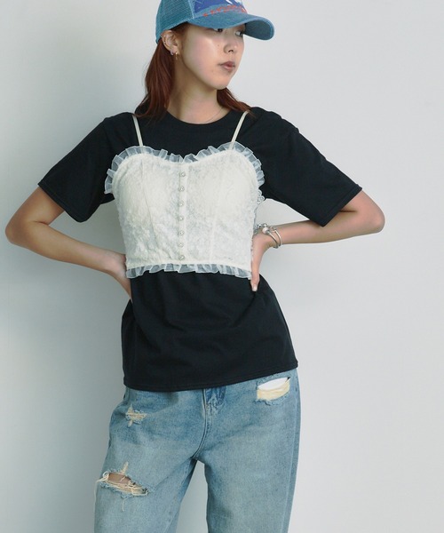 セール】Lace Frill bustier camisole / レースフリルビスチェ