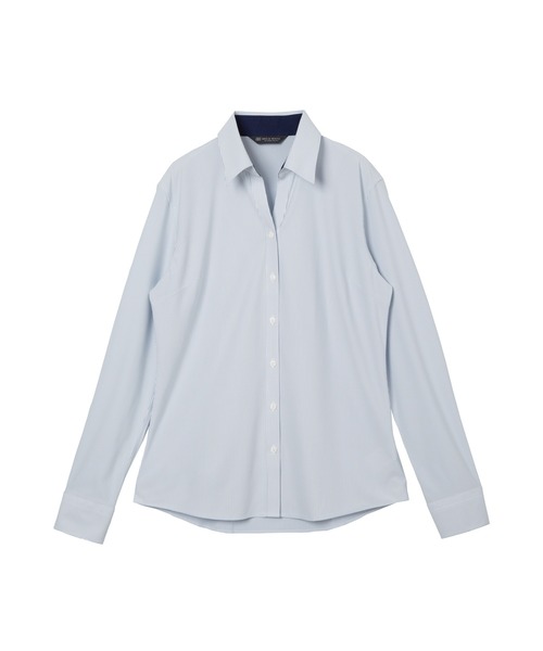 TOKYO SHIRTS(トウキョウシャツ)の「形態安定ノーアイロン スキッパー 長袖ニットビジネスワイシャツ(ビジネスシャツ・レディース・ブルー・LL/S/L/XL/M)」の1枚目の写真
