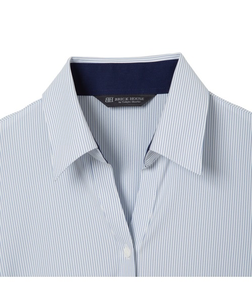 TOKYO SHIRTS(トウキョウシャツ)の「形態安定ノーアイロン スキッパー 長袖ニットビジネスワイシャツ(ビジネスシャツ・レディース・ブルー・LL/S/L/XL/M)」の3枚目の写真