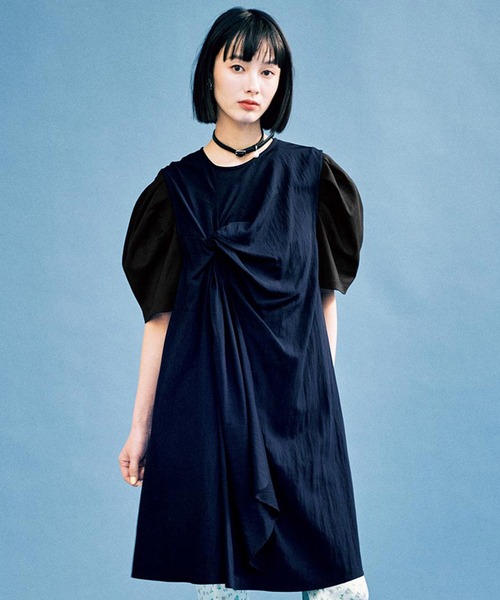 MEDE19F(メデジュウキュウ)の「BRAND NEW MIX STYLE アシメトリーデザインチュニック(チュニック・レディース・ネイビー・L/M/3L/LL)」の1枚目の写真