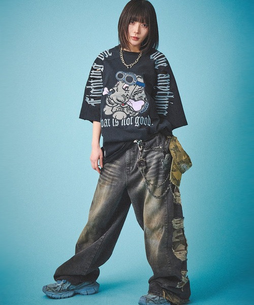 GALFY(ガルフィー)の「『GALFY/ガルフィー』病みに染まりし反戦Tシャツ(Tシャツ/カットソー・レディース・ブラック/ホワイト/ブラック系1・XL/L)」の14枚目の写真