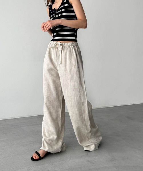 CANAL JEAN(キャナルジーン)の「El mar リネンイージーパンツ(その他パンツ・レディース・ベージュ/ネイビー/ホワイト・ONE SIZE)」の4枚目の写真