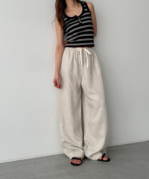 CANAL JEAN(キャナルジーン)の「El mar リネンイージーパンツ(その他パンツ・レディース・ベージュ/ネイビー/ホワイト・ONE SIZE)」の6枚目の写真