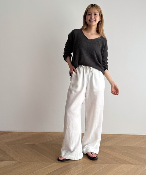 CANAL JEAN(キャナルジーン)の「El mar リネンイージーパンツ(その他パンツ・レディース・ベージュ/ネイビー/ホワイト・ONE SIZE)」の9枚目の写真