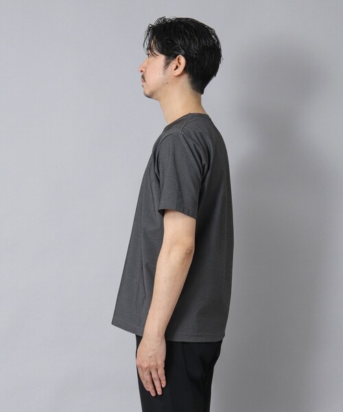 cantate 25ss ウールTシャツ チャコール 48　新品未使用品 UNISEX】ウール天竺 長袖ニットTシャツ SL8W-T439-S8 ヘム