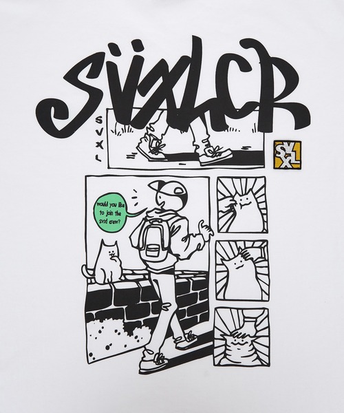 a.p.o.v.(エーピーオービー)の「a.p.o.v. バックカートゥーン&タギングロゴビッグプリントオーバーサイズTシャツ(Tシャツ/カットソー・メンズ・ブラック/ホワイト・ONESIZE)」の11枚目の写真