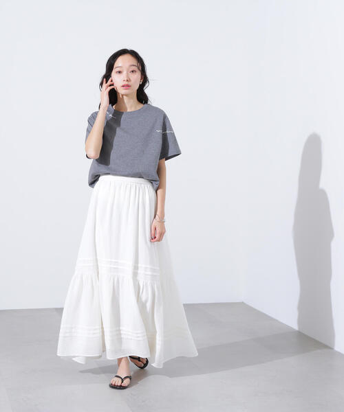N.(N. Natural Beauty Basic)(エヌエヌナチュラルビューティーベーシック)の「【PS/低身長サイズ】楊柳切替ティアードスカート(スカート・レディース・オフホワイト/ブラック・MEDIUM/PS)」の15枚目の写真