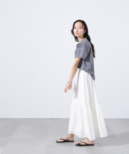 N.(N. Natural Beauty Basic)(エヌエヌナチュラルビューティーベーシック)の「【PS/低身長サイズ】楊柳切替ティアードスカート(スカート・レディース・オフホワイト/ブラック・MEDIUM/PS)」の19枚目の写真