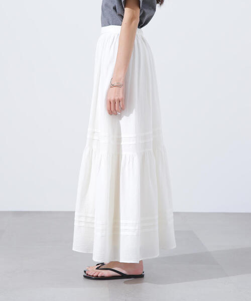 N.(N. Natural Beauty Basic)(エヌエヌナチュラルビューティーベーシック)の「【PS/低身長サイズ】楊柳切替ティアードスカート(スカート・レディース・オフホワイト/ブラック・MEDIUM/PS)」の21枚目の写真