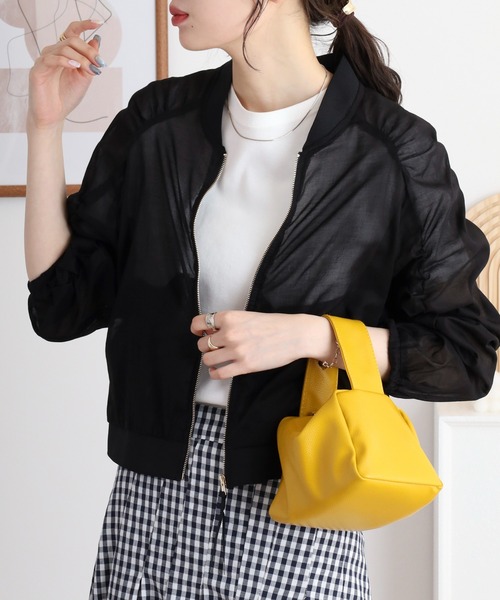 Anna Nicola(アンナニコラ)の「Anna Nicola コットンシアー 袖シャーリングブルゾン 長袖(ブルゾン・レディース・キャメル/ブラック/ベージュ・38)」の5枚目の写真