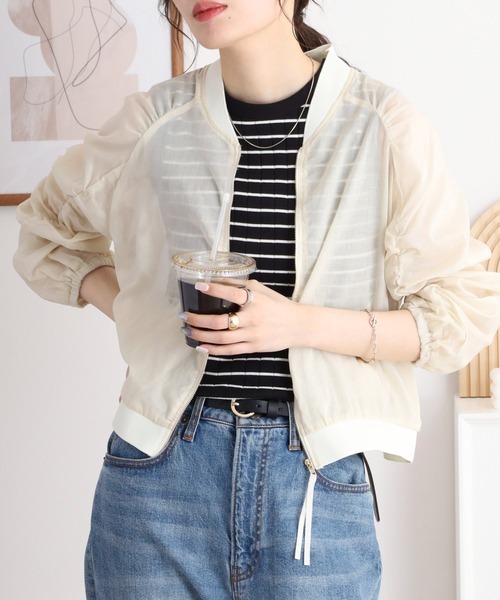 Anna Nicola(アンナニコラ)の「Anna Nicola コットンシアー 袖シャーリングブルゾン 長袖(ブルゾン・レディース・キャメル/ブラック/ベージュ・38)」の9枚目の写真