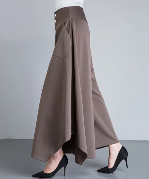SallyLunn(サリーラン)の「アシンメトリーワイドガウチョパンツ(その他パンツ・レディース・グレー/ブラック・MEDIUM/LARGE)」の1枚目の写真