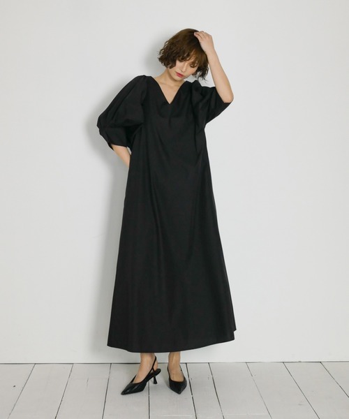 My shawty(マイシャウティー)の「puff sleeve onepiece(ワンピース・レディース・ブラック/ネイビー/アイボリー・FREE)」の16枚目の写真