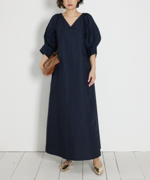 My shawty(マイシャウティー)の「puff sleeve onepiece(ワンピース・レディース・ブラック/ネイビー/アイボリー・FREE)」の5枚目の写真