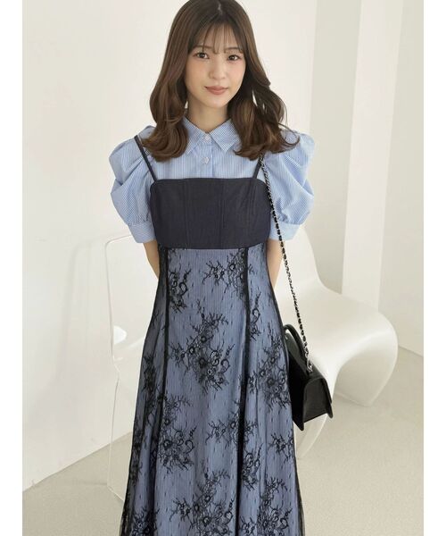 MERCURYDUO（マーキュリーデュオ）の「ビスチェドッキングパワショルシャツワンピース（ワンピース・レディース・オフホワイト/ライトブルー/ネイビー・SMALL/MEDIUM）」の8枚目の写真