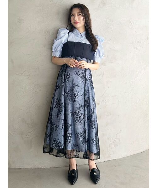 MERCURYDUO（マーキュリーデュオ）の「ビスチェドッキングパワショルシャツワンピース（ワンピース・レディース・オフホワイト/ライトブルー/ネイビー・SMALL/MEDIUM）」の14枚目の写真