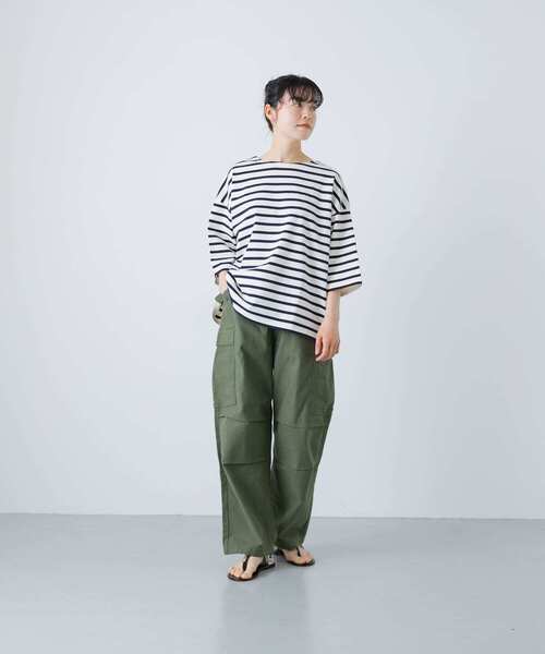 かぐれ（カグレ）の「ボーダー5分袖カットソー（Tシャツ/カットソー・レディース・ネイビー/ブラック・FREE）」の6枚目の写真