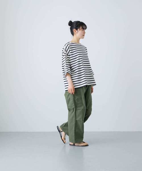 かぐれ（カグレ）の「ボーダー5分袖カットソー（Tシャツ/カットソー・レディース・ネイビー/ブラック・FREE）」の7枚目の写真