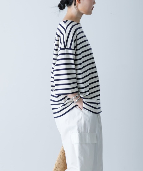 かぐれ（カグレ）の「ボーダー5分袖カットソー（Tシャツ/カットソー・レディース・ネイビー/ブラック・FREE）」の17枚目の写真