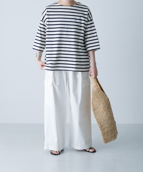 かぐれ（カグレ）の「ボーダー5分袖カットソー（Tシャツ/カットソー・レディース・ネイビー/ブラック・FREE）」の18枚目の写真