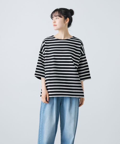 かぐれ（カグレ）の「ボーダー5分袖カットソー（Tシャツ/カットソー・レディース・ネイビー/ブラック・FREE）」の20枚目の写真