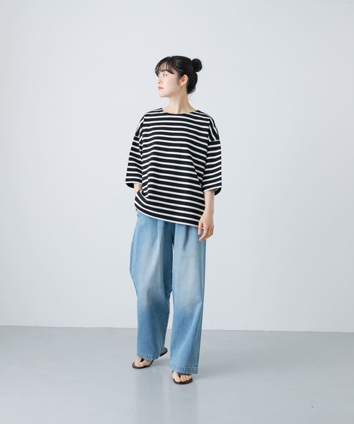 かぐれ（カグレ）の「ボーダー5分袖カットソー（Tシャツ/カットソー・レディース・ネイビー/ブラック・FREE）」の22枚目の写真