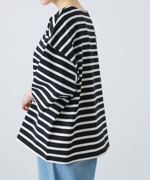 かぐれ（カグレ）の「ボーダー5分袖カットソー（Tシャツ/カットソー・レディース・ネイビー/ブラック・FREE）」の11枚目の写真