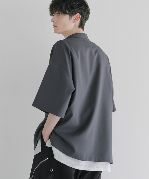 LILL（リル）の「【防シワ】ルーズシルエットハーフジップシャツ（その他トップス・メンズ・ブラック/ワイン/チャコール/ホワイト・S/M/L/XL）」の9枚目の写真