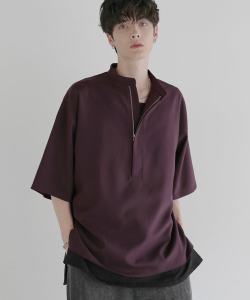 LILL（リル）の「【防シワ】ルーズシルエットハーフジップシャツ（その他トップス・メンズ・ブラック/ワイン/チャコール/ホワイト・S/M/L/XL）」の15枚目の写真
