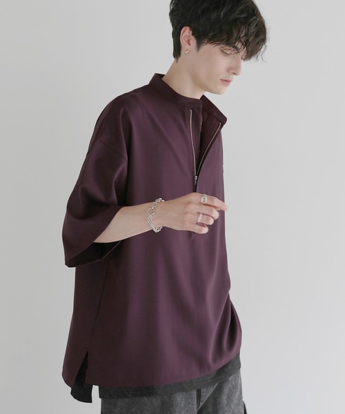 LILL（リル）の「【防シワ】ルーズシルエットハーフジップシャツ（その他トップス・メンズ・ブラック/ワイン/チャコール/ホワイト・S/M/L/XL）」の17枚目の写真