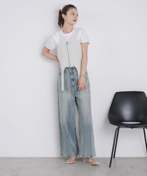 kivi（キヴィ）の「asymmetry denimpants（その他パンツ・レディース・ブルー/ブラック・MEDIUM/LARGE）」の12枚目の写真