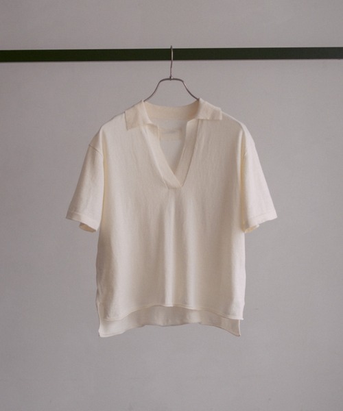 INTER FACTORY(インターファクトリー)の「2/9号室(かおこ&ひろと) - Cotton skipper knit / コットンスキッパーニット made in INTER FACTORY(ニット/セーター・メンズ・チャコールグレー/アイボリー・MEDIUM/LARGE)」の9枚目の写真