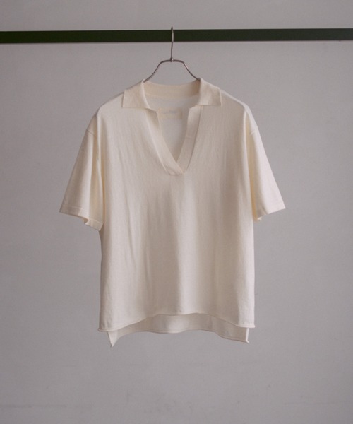 INTER FACTORY(インターファクトリー)の「2/9号室(かおこ&ひろと) - Cotton skipper knit / コットンスキッパーニット made in INTER FACTORY(ニット/セーター・メンズ・チャコールグレー/アイボリー・MEDIUM/LARGE)」の3枚目の写真