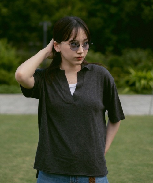 INTER FACTORY(インターファクトリー)の「2/9号室(かおこ&ひろと) - Cotton skipper knit / コットンスキッパーニット made in INTER FACTORY(ニット/セーター・メンズ・チャコールグレー/アイボリー・MEDIUM/LARGE)」の7枚目の写真