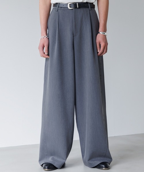 Fringe tuck wide straight slacks / フリンジタックワイド