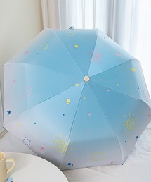 Lace Ladies(レースレディース)の晴雨兼用 グラデーションカラー イラスト ハンドル 折りたたみ傘(折りたたみ傘)