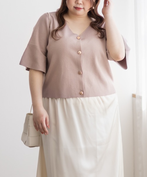 CLETTE（クレット）の「マルチボタンニットカーディガン（ニット/セーター・レディース・ネイビー/ミント/ピンク・4L/3L/LL）」の14枚目の写真