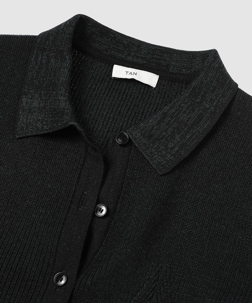 TAN(タン)の「SMOOTH TENCEL WOOL KNIT DIA PATTERN SHIRTS(シャツ/ブラウス・レディース・ブラック/グレー・FREE)」の4枚目の写真