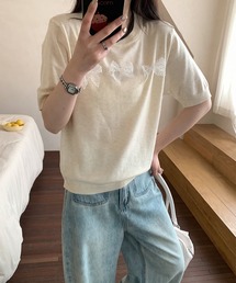 フロントリボン付きフェミニンTシャツ (SS)