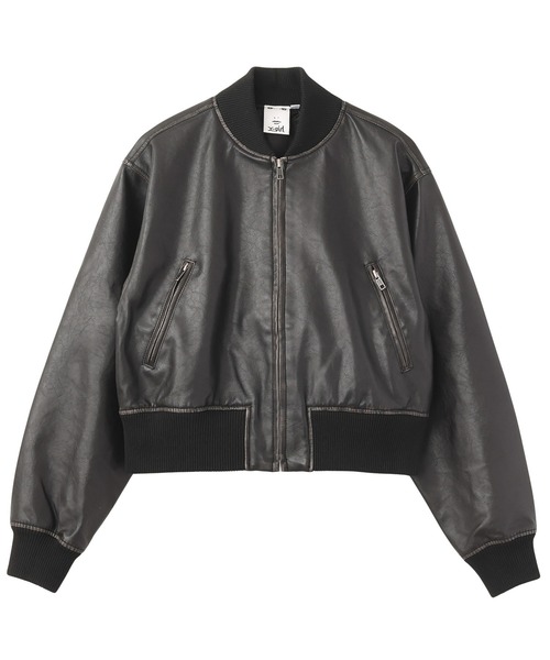 X-girl(エックスガール)の「DISTRESSED FAUX LEATHER COMPACT BLOUSON(ブルゾン・レディース・ブラック/ブラウン・ONE SIZE)」の11枚目の写真